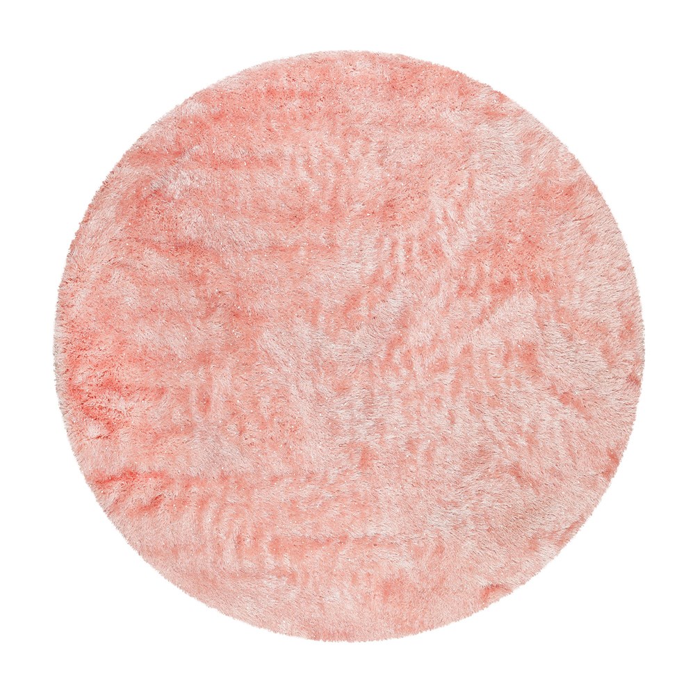 Weconhome Shiny Touch Circular Shaggy Rugs 1411 055 in Pink